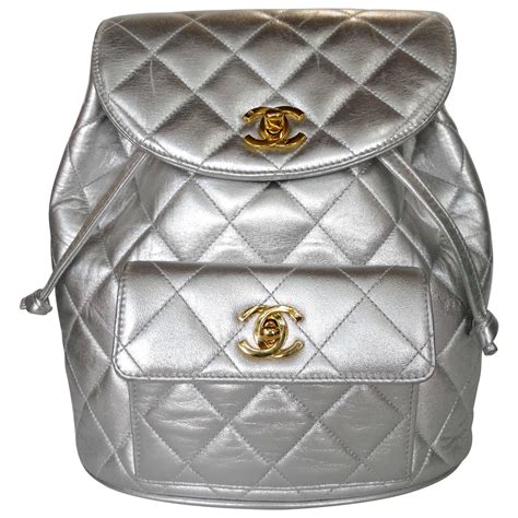 metallic siler chanel backpack|其他.